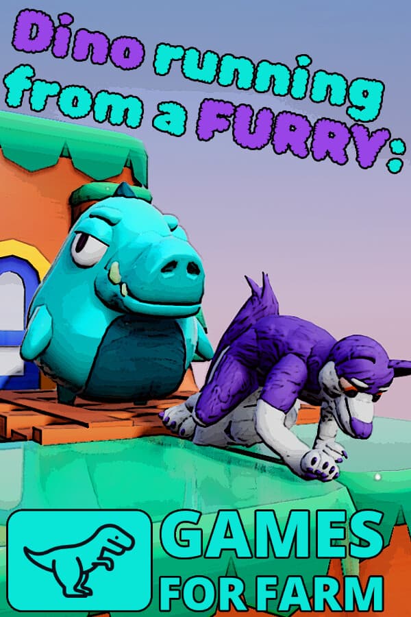 Dino running from a FURRY: GAMESFORFARM